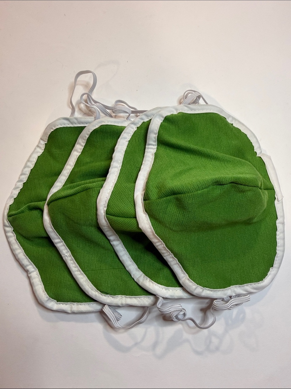 Green Reusable Face Mask with White Trim - Pack of 4